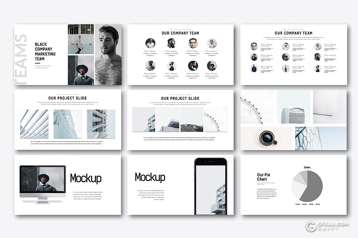 40页黑色极简艺术风格PPT模板 - 顶尖PPT