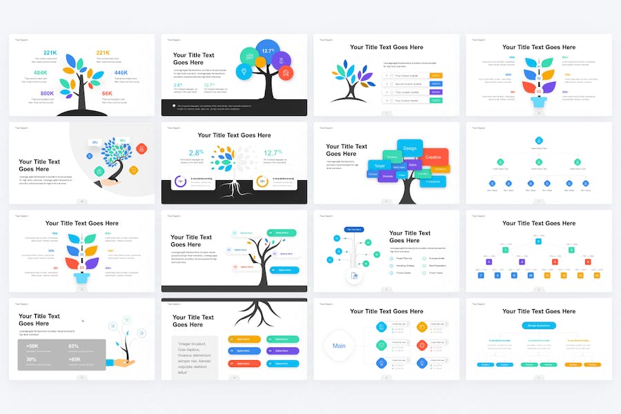 创意树形信息图表PPT模板 - 顶尖PPT