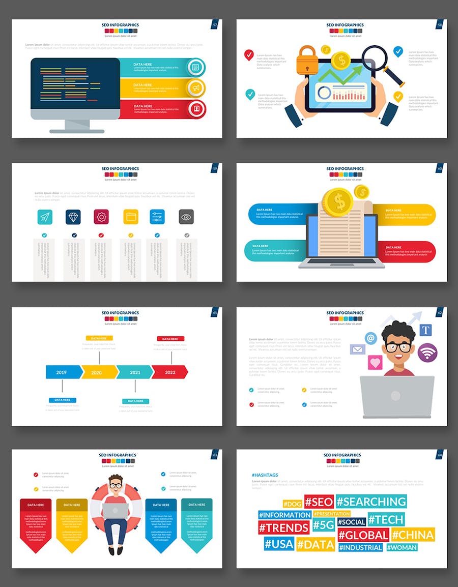搜索引擎优化人物插画信息图形PPT模板 - 顶尖PPT