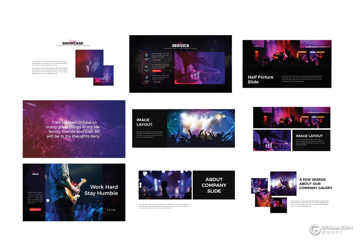 54页艺术活动音乐演唱会介绍展示PPT模板 - 顶尖PPT