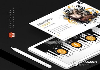 30页创意音乐符号组合音乐行业PPT模板 5种配色主题 - 顶尖PPT