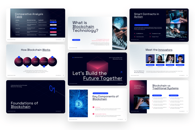 区块链技术应用方案解决方案PPT模板 - 顶尖PPT