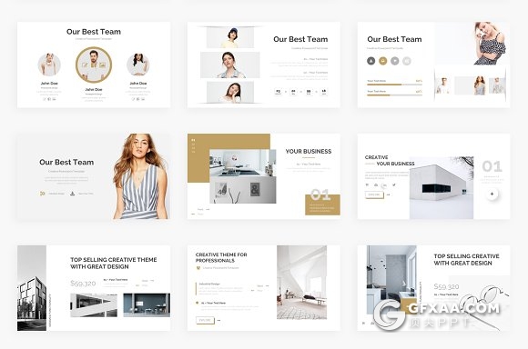 148页简约尊贵 欧美商务风格PPT模板 - 顶尖PPT