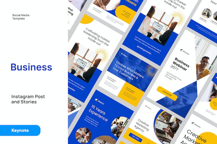 蓝色Instagram社媒营销Keynote模板 - 顶尖PPT