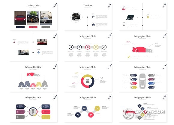 31页汽车行业介绍展示PPT模板 5种主题配色 - 顶尖PPT