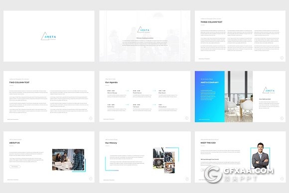 74页蓝色渐变欧美商务多用途PPT模板 - 顶尖PPT