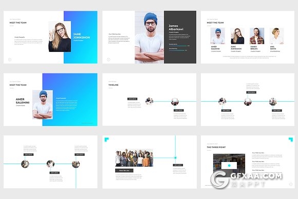 74页蓝色渐变欧美商务多用途PPT模板 - 顶尖PPT