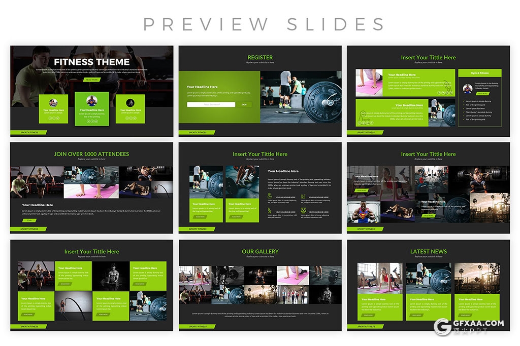 30页绿色运动健身系列keynote模板 - 顶尖PPT