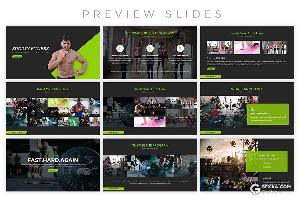 30页绿色运动健身系列keynote模板 - 顶尖PPT