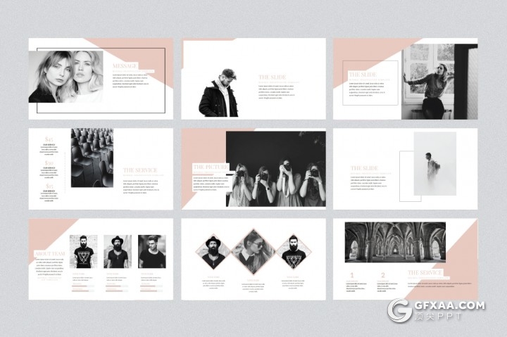 35页极简时尚风格人物模特展示PPT模板 - 顶尖PPT