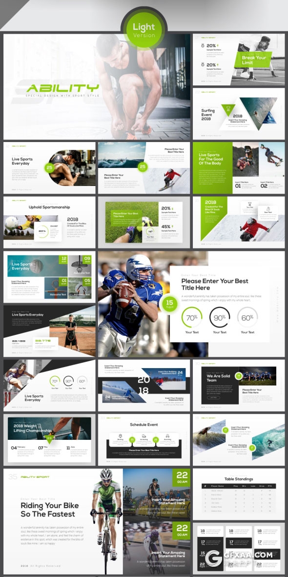 112页11种主题配色户外运动比赛PPT模板 - 顶尖PPT