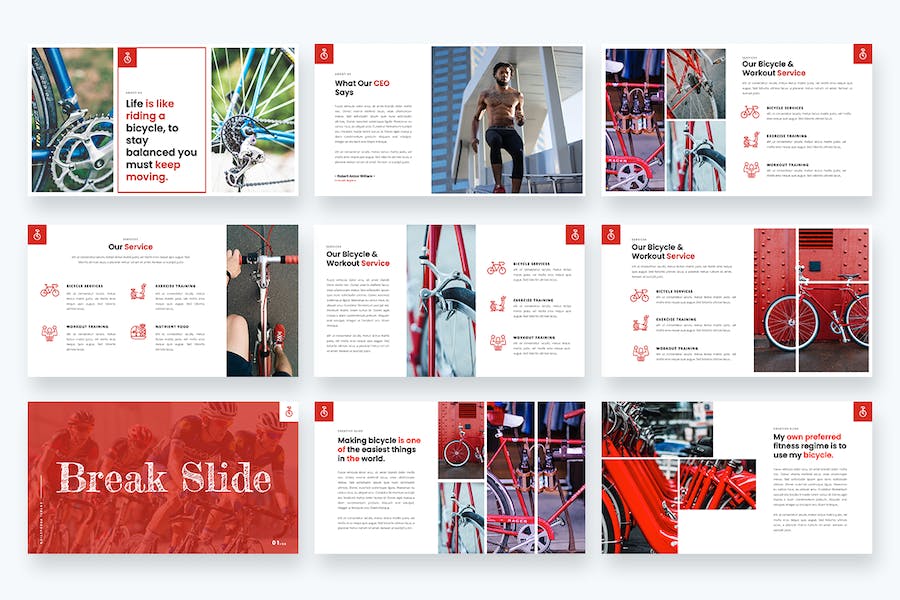 自行车产品详情介绍展示PPT模板 - 顶尖PPT