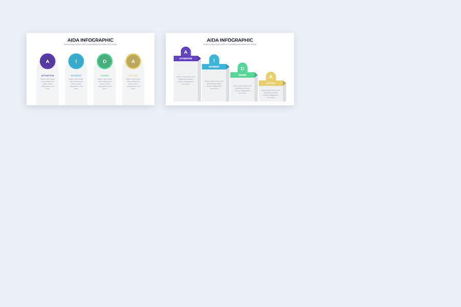 AIDA营销模型商业策略信息图表PPT模板 - 顶尖PPT
