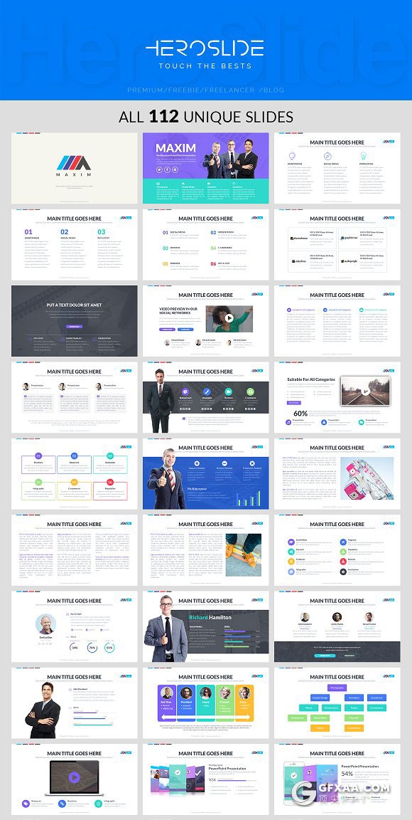 112页精美配色商务多用途风格PPT模板 - 顶尖PPT