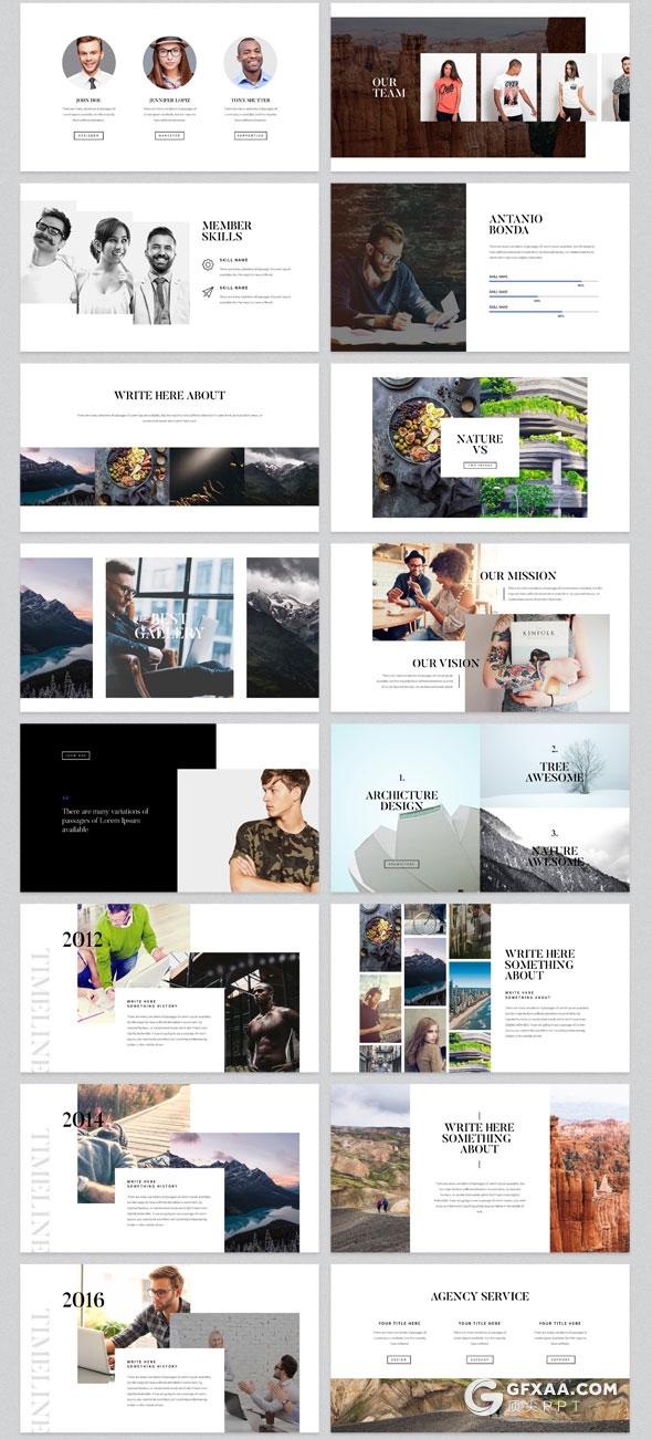 110页简约风格个人写真模特展示PPT模板 - 顶尖PPT