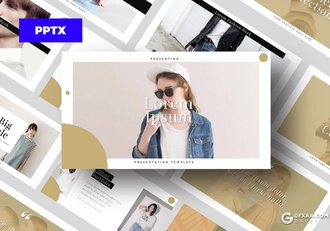 50页土豪金配色时尚流行模特展示PPT模板 - 顶尖PPT