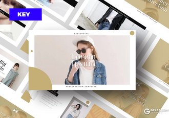 50页土豪金配色时尚流行模特展示keynote模板 - 顶尖PPT