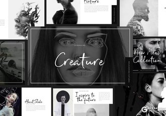 50页黑色系图片展示流行艺术keynote模板 - 顶尖PPT