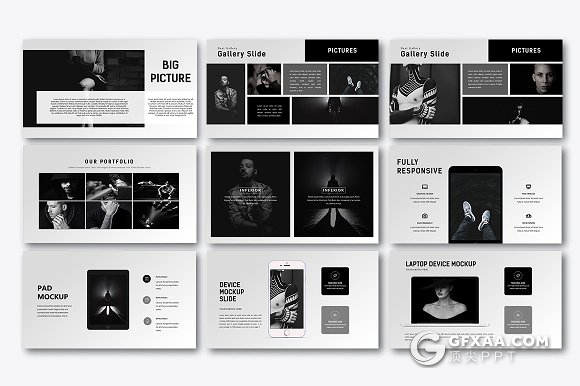 黑色艺术图片展示keynote模板 - 顶尖PPT