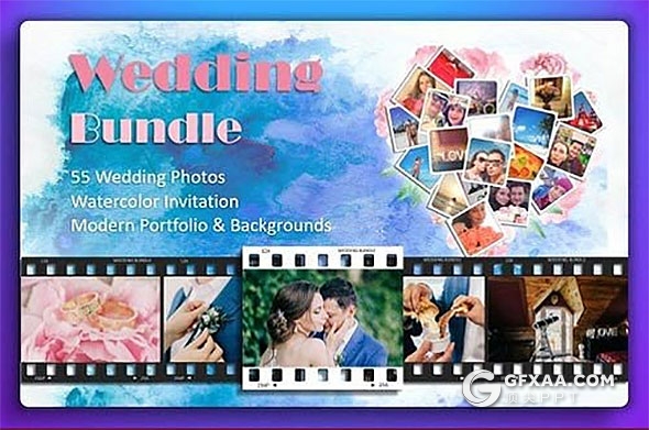 34页婚礼婚纱照展示PPT模板 包含55张高清婚礼配图 - 顶尖PPT