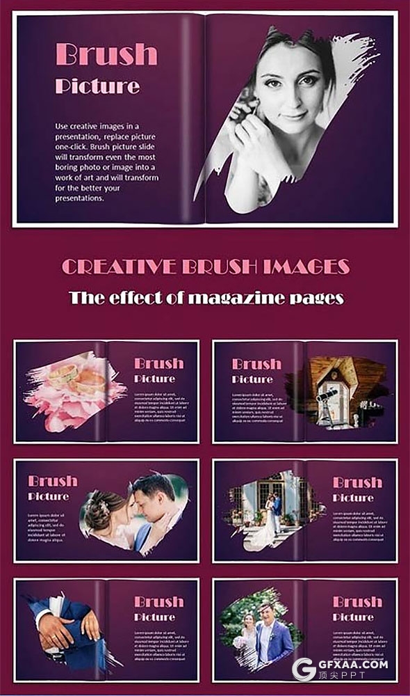 34页婚礼婚纱照展示PPT模板 包含55张高清婚礼配图 - 顶尖PPT