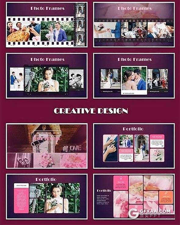 34页婚礼婚纱照展示PPT模板 包含55张高清婚礼配图 - 顶尖PPT