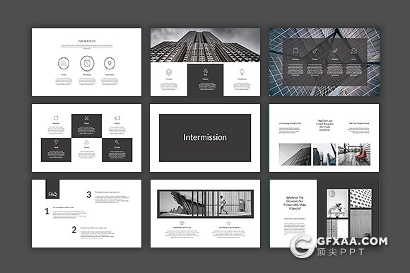 85页黑色扁平化商务风格keynote模板 - 顶尖PPT