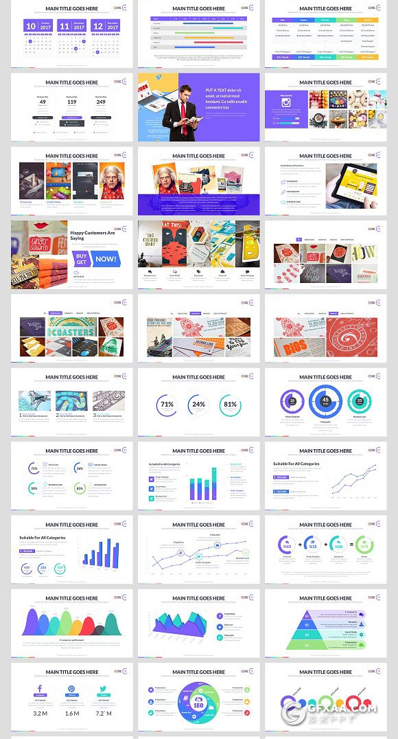 106页国外精美配色商务风格PPT模板 - 顶尖PPT