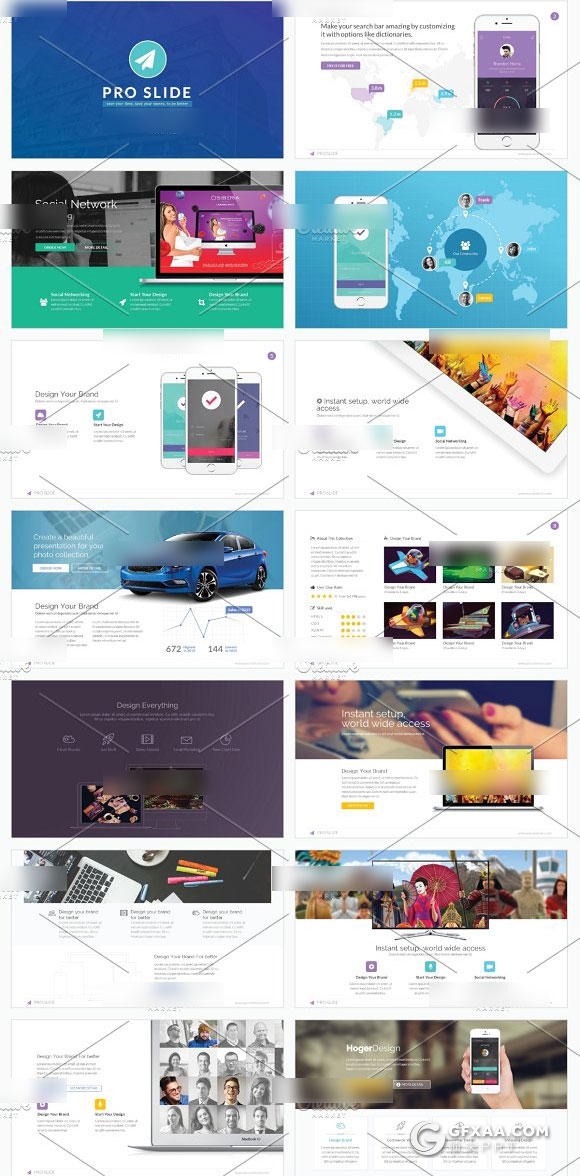 96页精致设计多种色彩搭配商务PPT模板 - 顶尖PPT