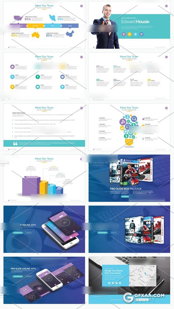 96页精致设计多种色彩搭配商务PPT模板 - 顶尖PPT