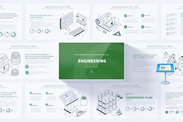 工程学线稿概念插画图形keynote模板 - 顶尖PPT
