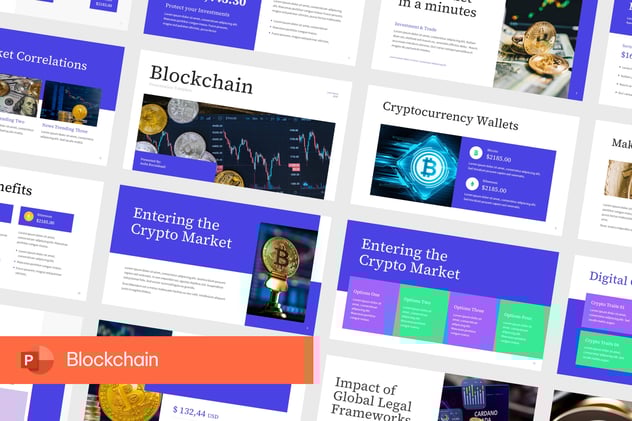 区块链技术加密货币主题PPT模板 - 顶尖PPT