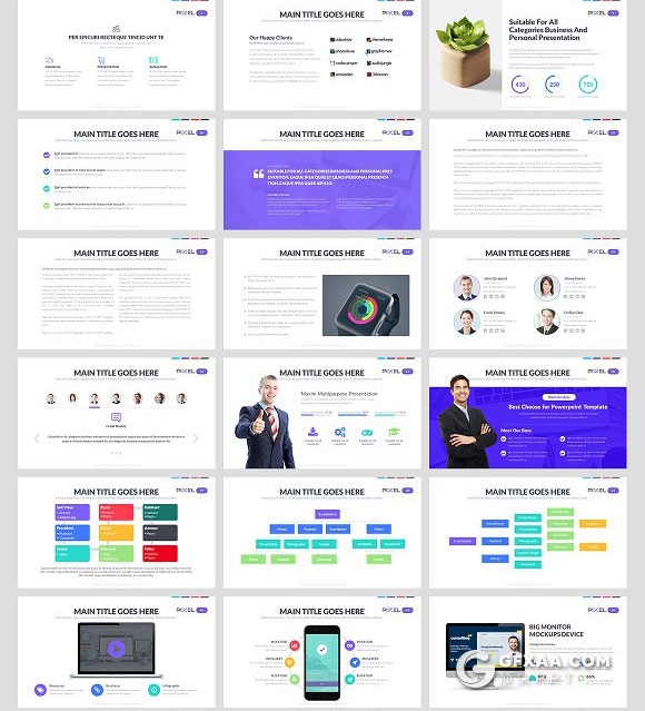 105页移动交互设备展示多用途PPT模板 - 顶尖PPT