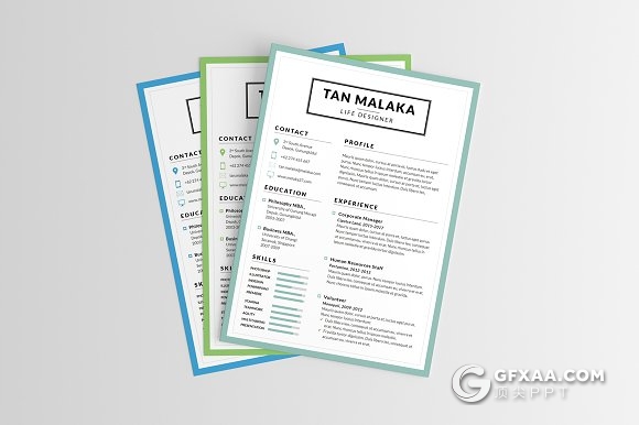 A4尺寸规格个人简历信息ppt,keynote模板 8种主题配色 - 顶尖PPT