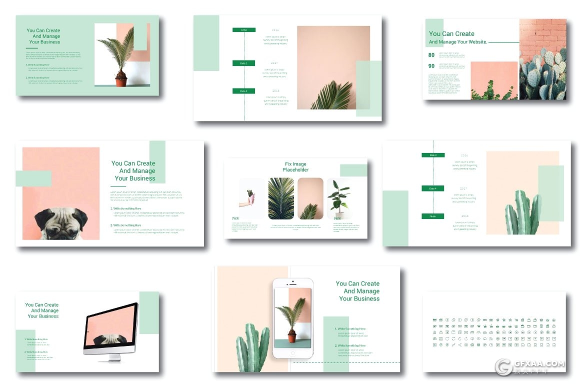 52页花卉植物展示PPT模板 3种主题配色 - 顶尖PPT