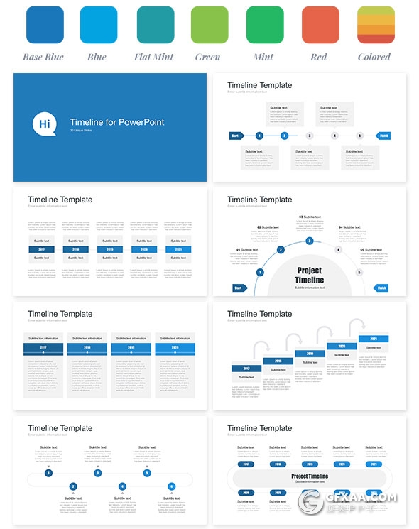 30页多种时间轴图形图表keynote模板 - 顶尖PPT