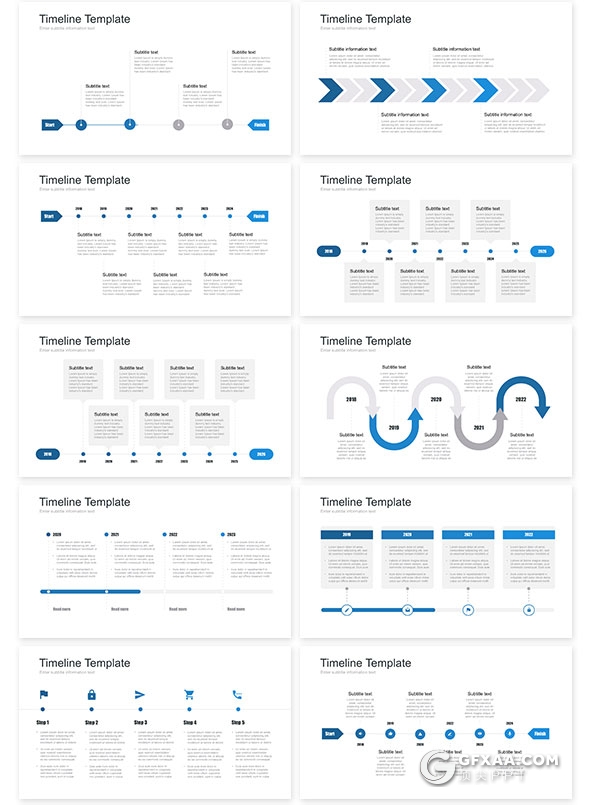 30页多种时间轴图形图表keynote模板 - 顶尖PPT