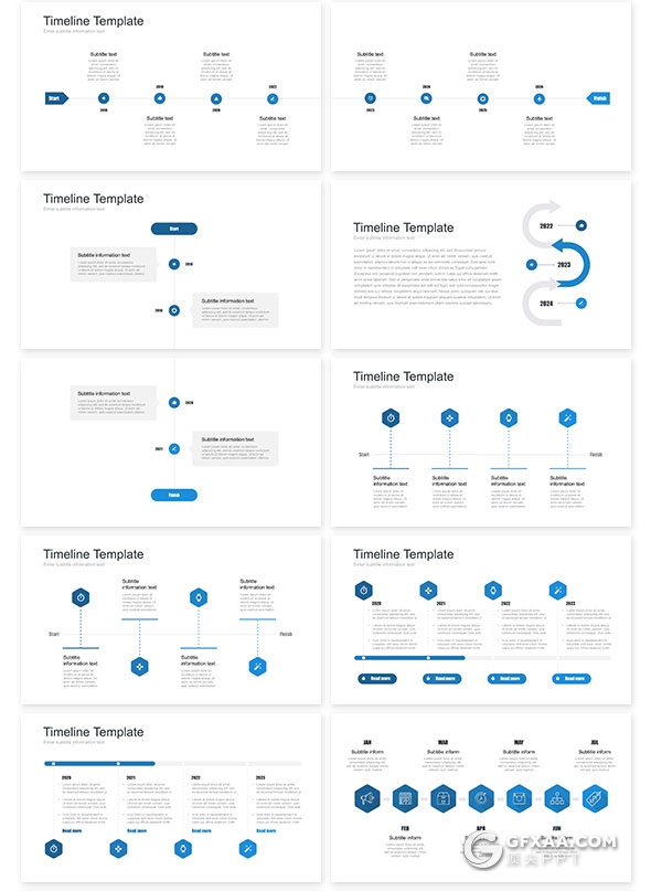 30页多种时间轴图形图表keynote模板 - 顶尖PPT