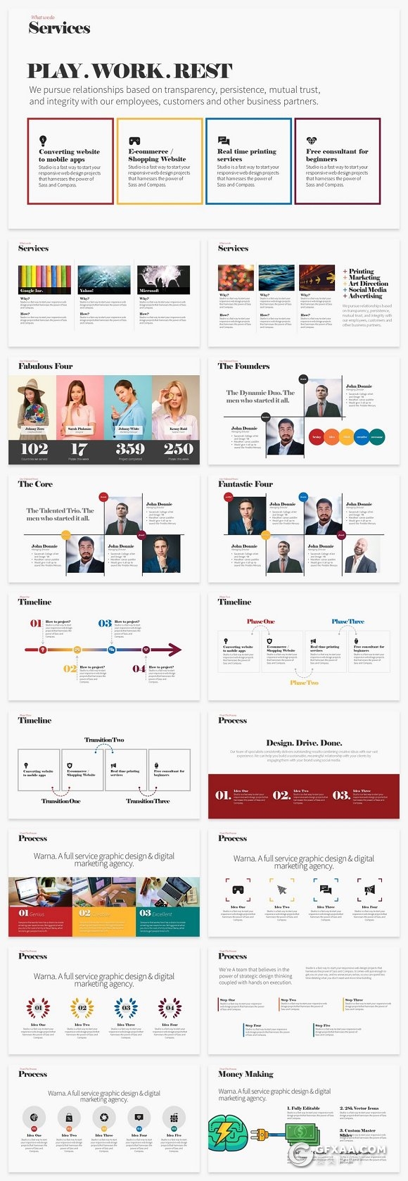 15页时尚流行PPT模板+多套PPT素材合集 - 顶尖PPT