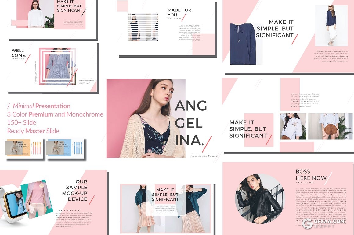 51页3种配色 时尚流行服装个人写真展示PPT模板 - 顶尖PPT