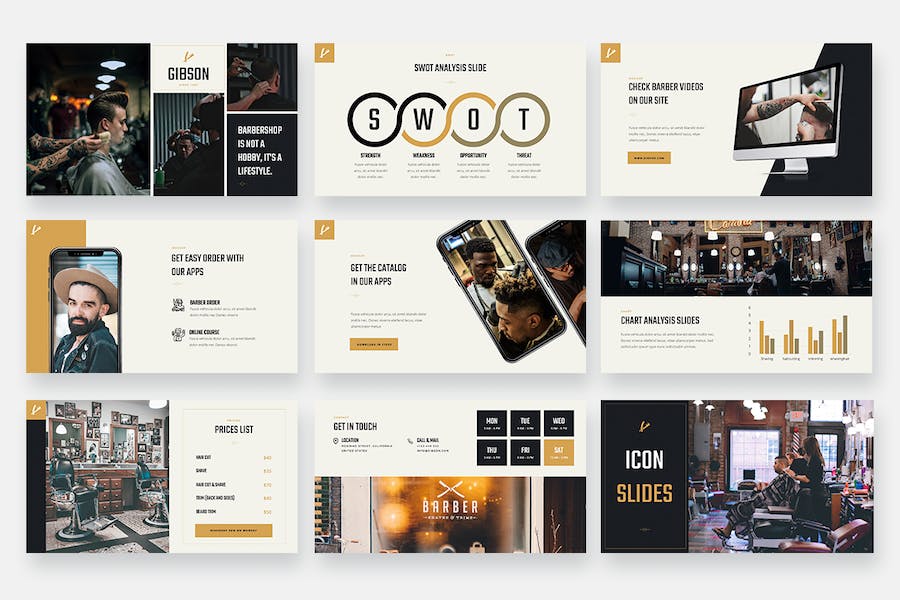 理发店剃须PPT模板 - 顶尖PPT