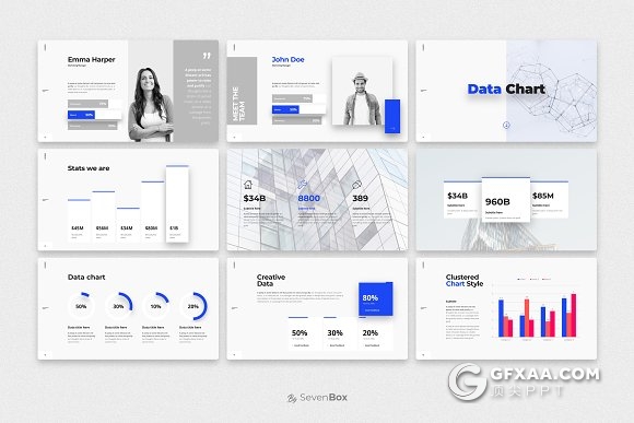 100页精美设计微立体商务PPT模板 40种配色文件 - 顶尖PPT