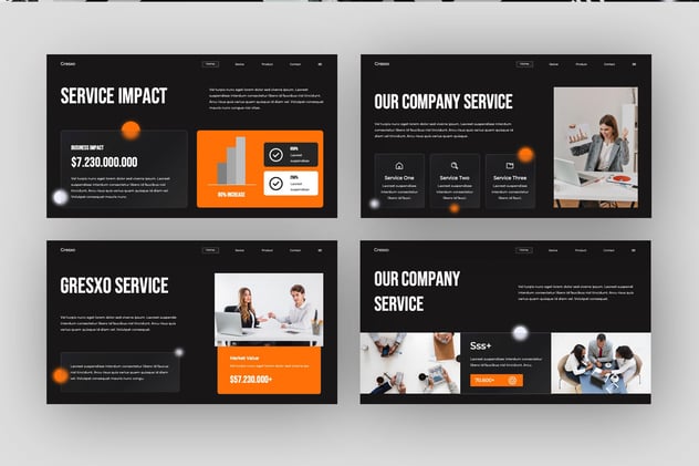 黑橙配色公司简介PPT模板 - 顶尖PPT