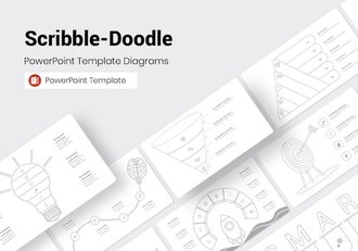 灯泡火箭箭头线条涂鸦信息图表PPT模板 - 顶尖PPT