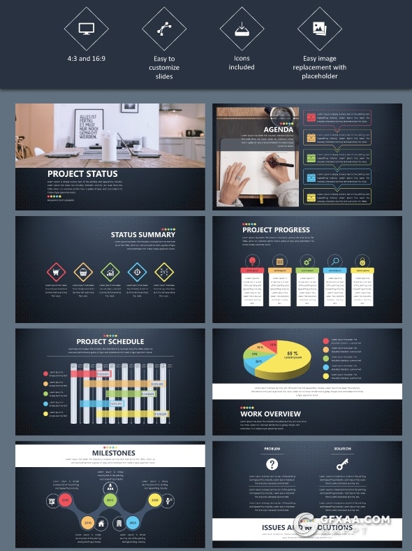 14页创意商务图形PPT模板 2种规格比例 - 顶尖PPT