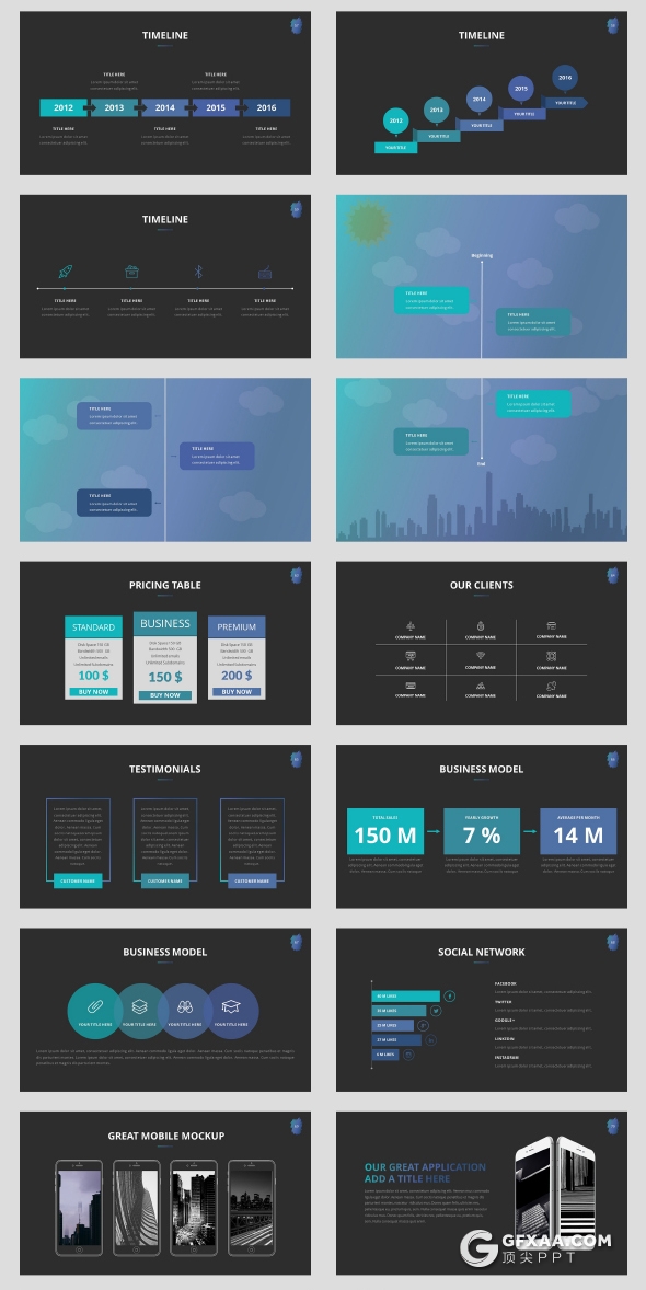 229页欧美高逼格商务多用途PPT模板 - 顶尖PPT