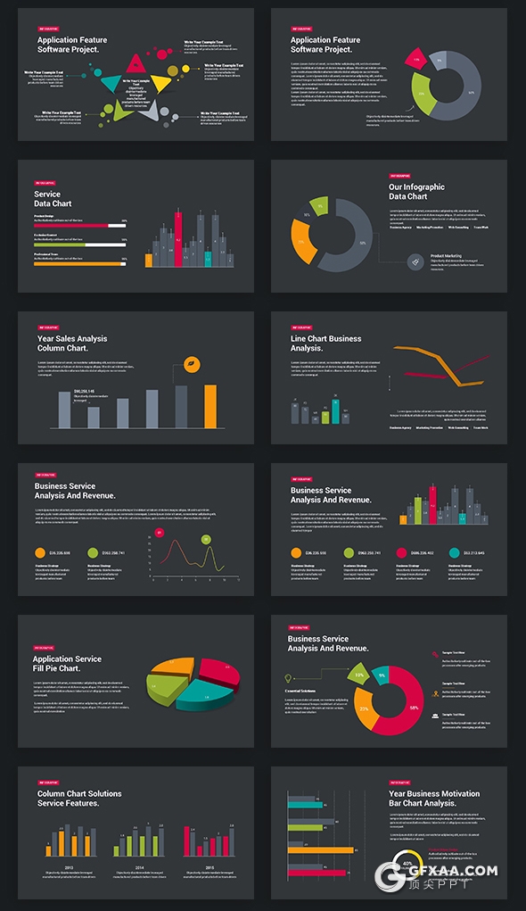 91页国外炫彩图形商务多用途PPT模板 2种尺寸 - 顶尖PPT