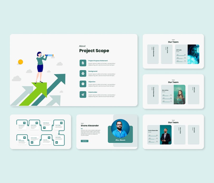 蓝色项目管理流程演示汇报PPT模板 - 顶尖PPT