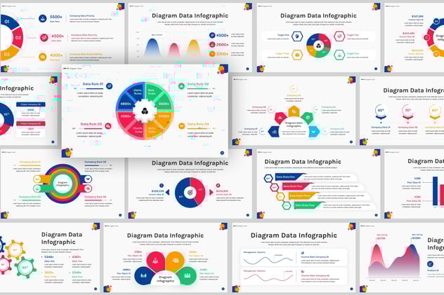 彩色可视化数据图形PPT模板 - 顶尖PPT
