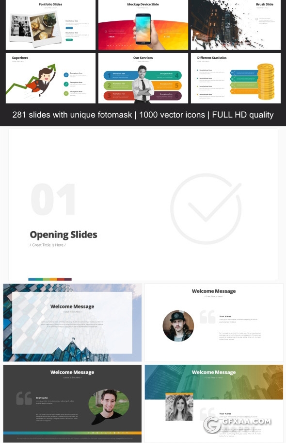 223页欧美商务风格PPT模板 7种主题配色 - 顶尖PPT